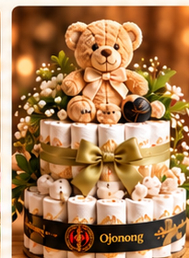 Neutrale luiertaart met beige en gouden details